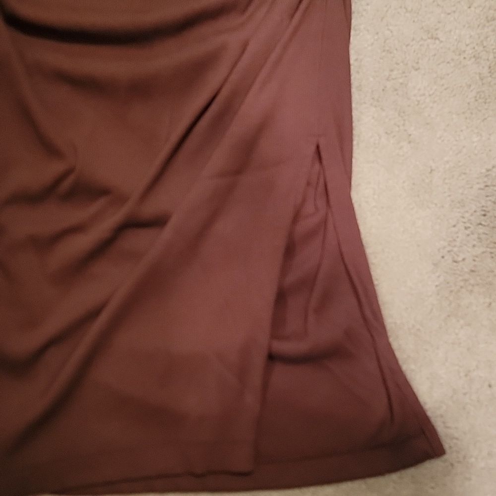 Nine Britton Chocolate Sleeveless Maxi Dress W Ruching On Sides Sz Med - Picture 9 of 10
